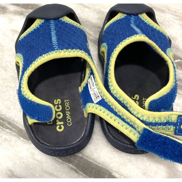 Crocs Swiftwater Slingback Kids C6 Blue Water Shoes Dual Comfort Beach Vacation - Picture 8 of 10
